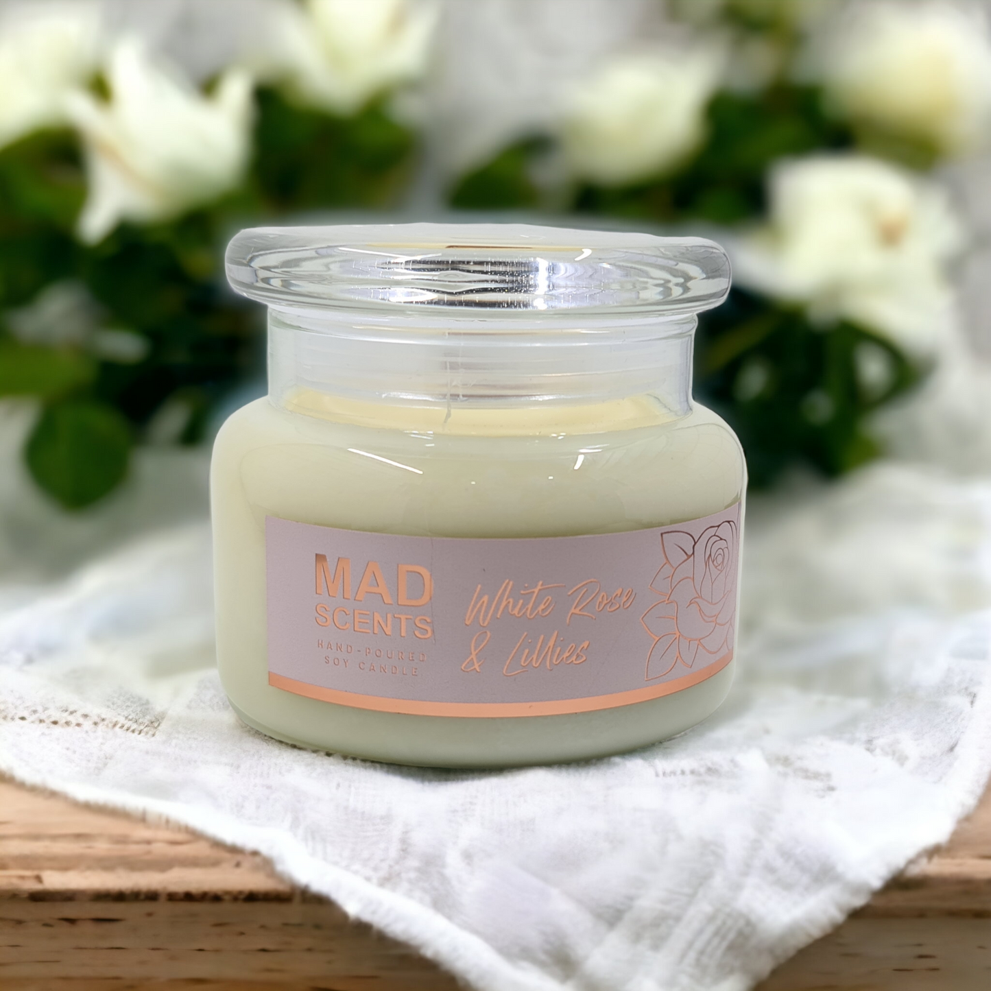 White Rose & Lillies - Classic Wood Wick Candle