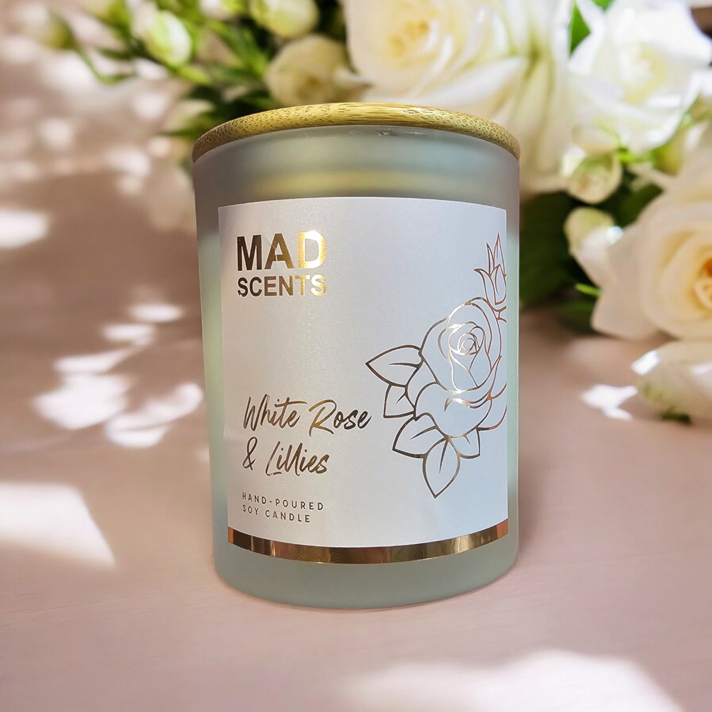 White Rose & Lillies - Classic Frosted Candle