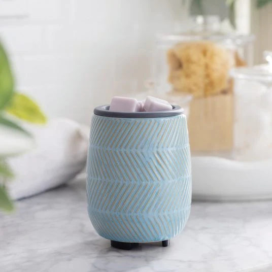 Blue Herringbone - Flip Dish Electric Wax Melt Warmer