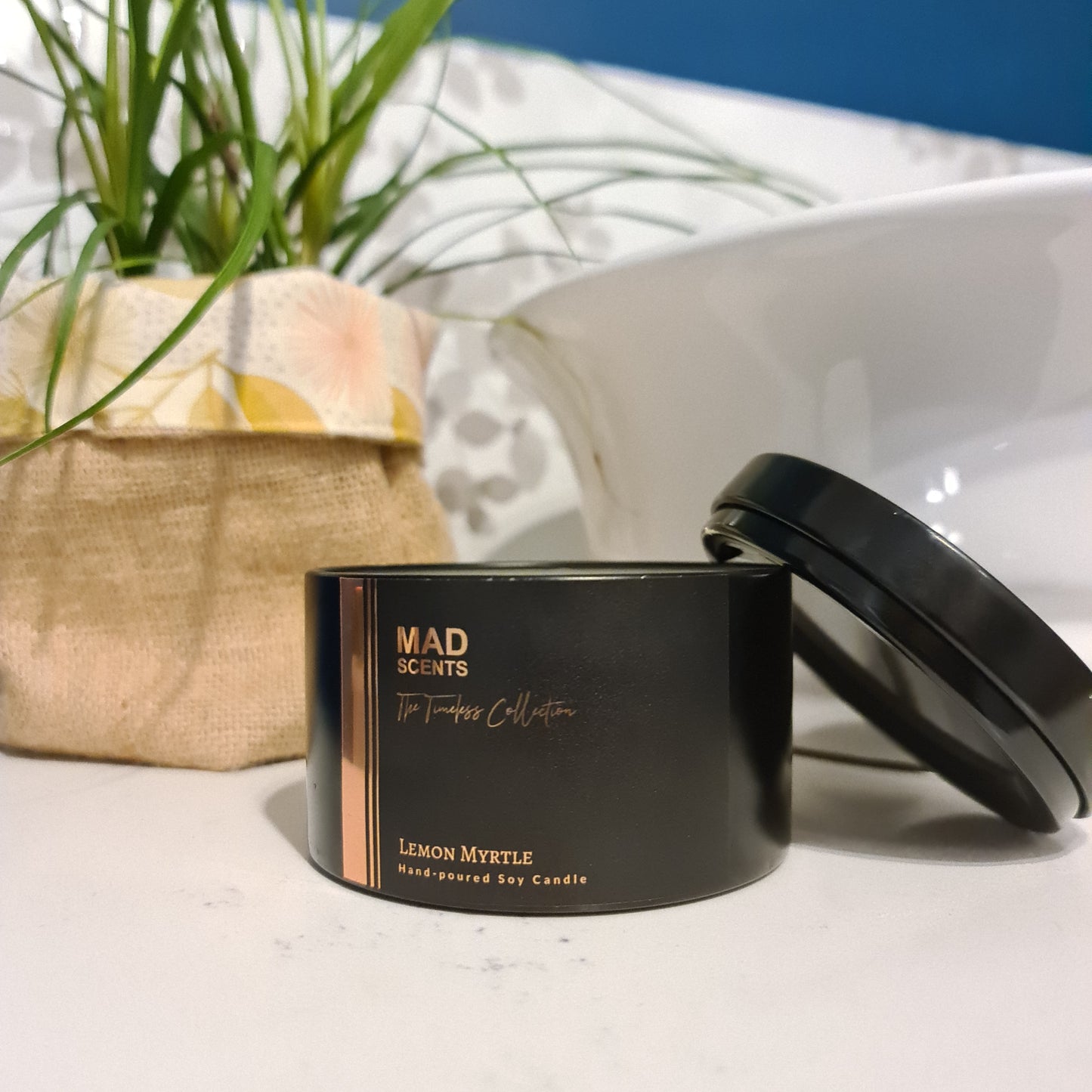 Lemon Myrtle - Large Tin Candle (Black)
