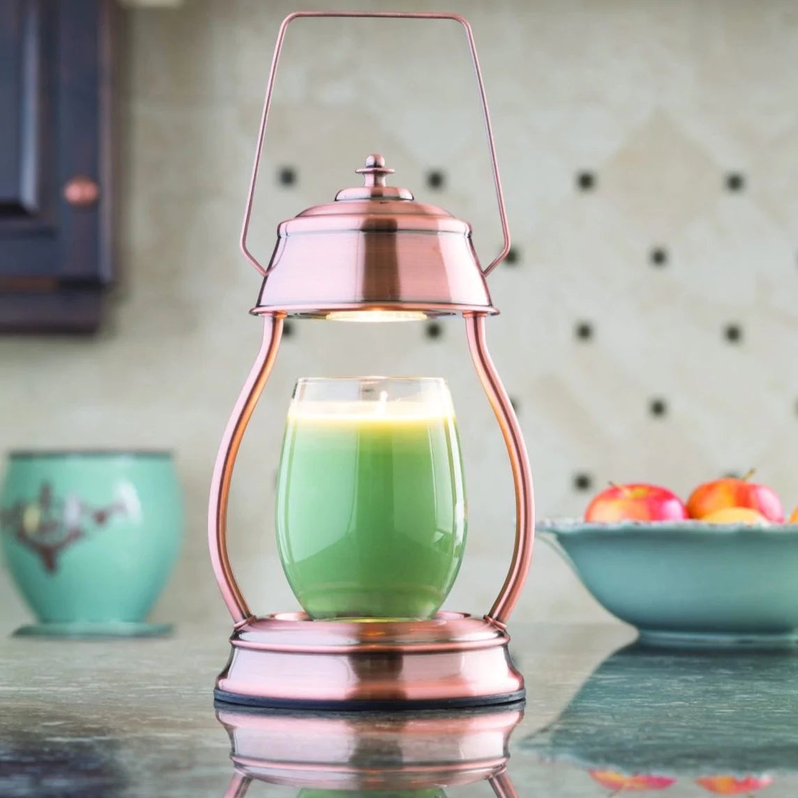 Copper Hurricane Candle Warmer Lantern