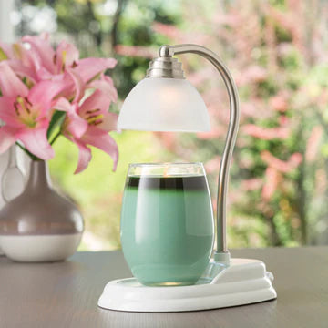 White Nickel Aurora Candle Warmer Lantern