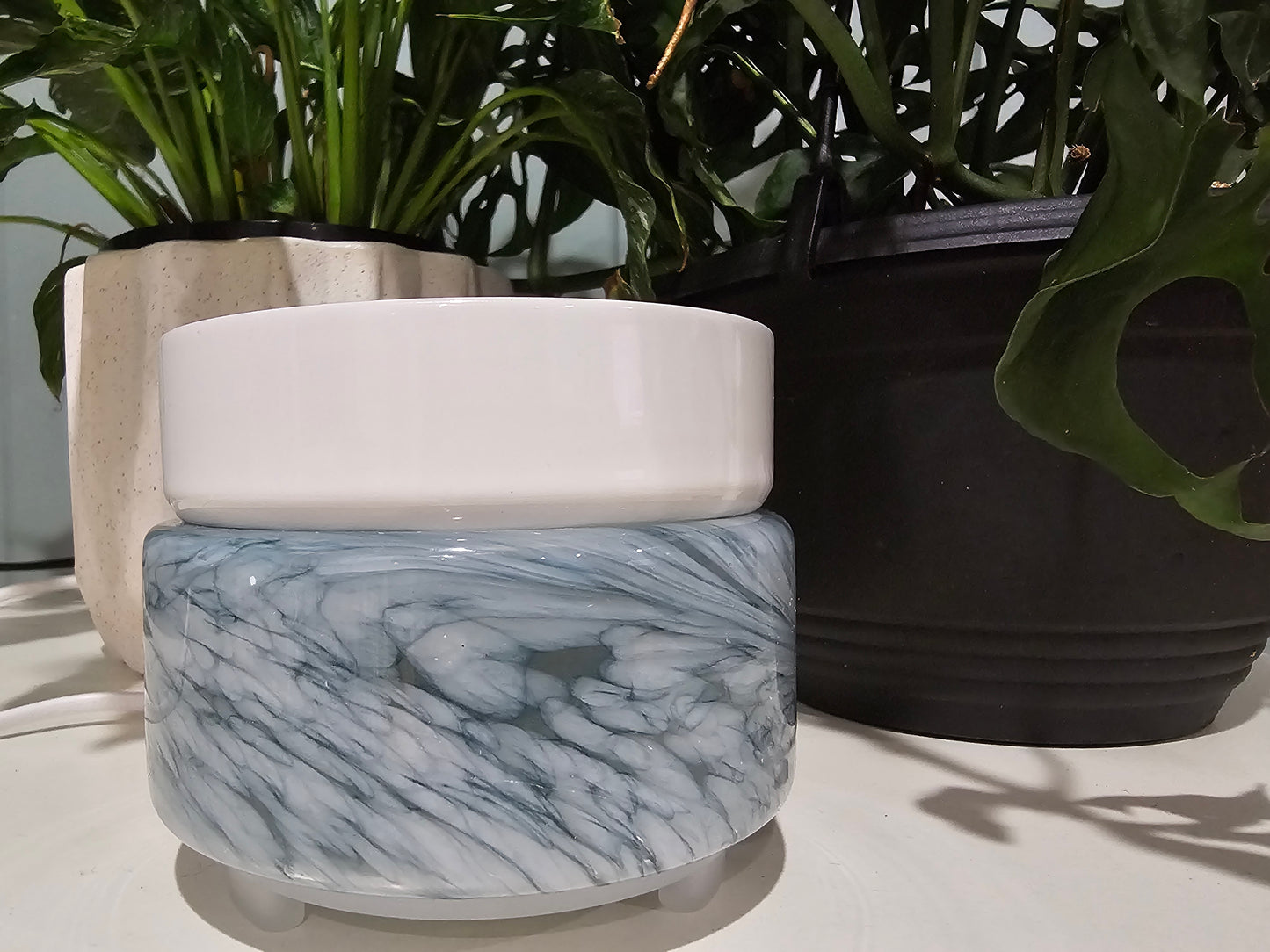 Hand-blown Glass Ceramic Plate Electric Warmer (Soft Blue)